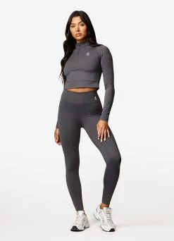 Gym King 1/4 Zip Funnel - Dark Grey/Silver -Fit Wear Shop 14ZipFunnel DarkGreySilverWTT A25Y6 125