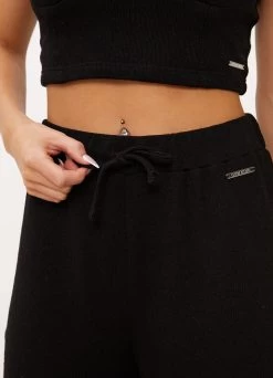 Gym King Signature Knit Wide Leg Trousers - Black -Fit Wear Shop 1 349