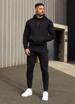 Gym King Pro Logo Fleece Hood - Black/Red -Fit Wear Shop 2R3A2650copy