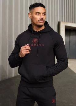 Gym King Pro Logo Fleece Hood - Black/Red -Fit Wear Shop 2R3A2653copy