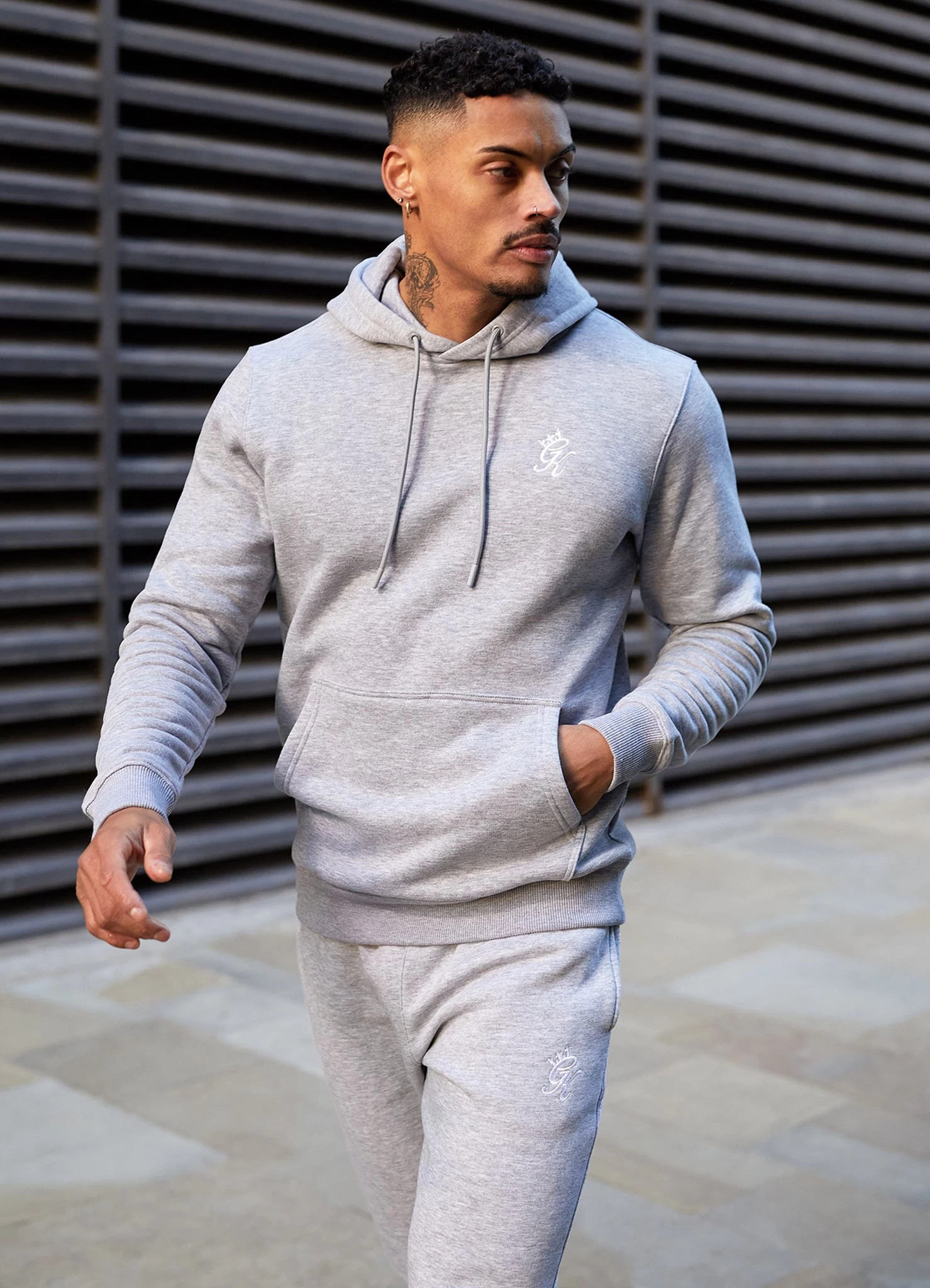 Gym King Fundamental Fleece Hood - Grey Marl 3 Gym King Fundamental Fleece Hood - Grey Marl