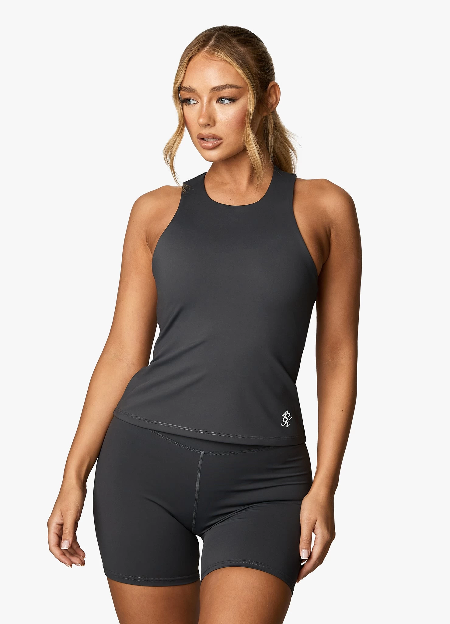 Gym King 365 Long Line Racer Tank - Oyster Grey 3 Gym King 365 Long Line Racer Tank - Oyster Grey