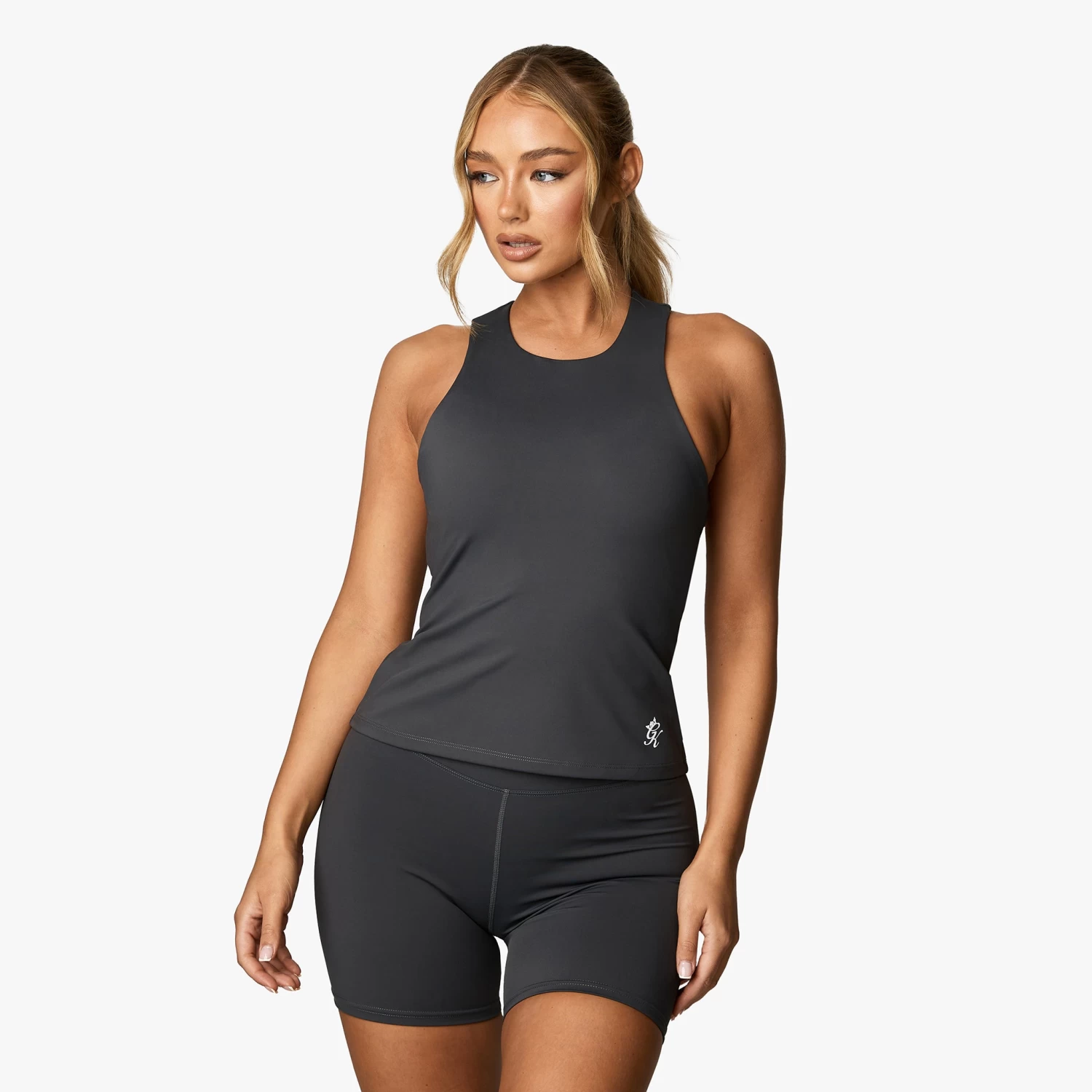Gym King 365 Long Line Racer Tank - Oyster Grey 4 Gym King 365 Long Line Racer Tank - Oyster Grey - Image 2