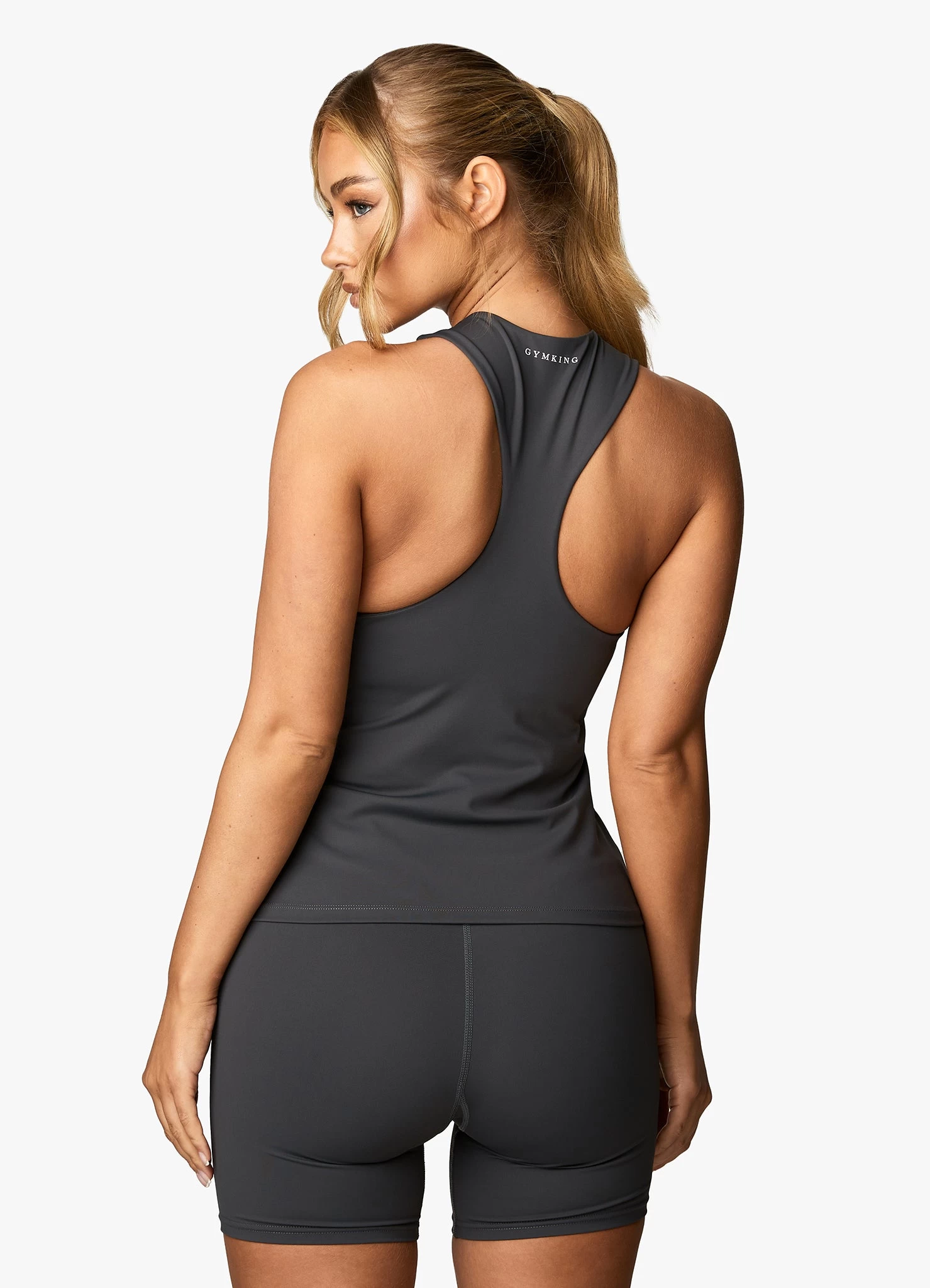 Gym King 365 Long Line Racer Tank - Oyster Grey 5 Gym King 365 Long Line Racer Tank - Oyster Grey - Image 3