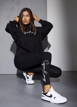 Gym King Script Hood - Black/White -Fit Wear Shop 4J6A1775 copy