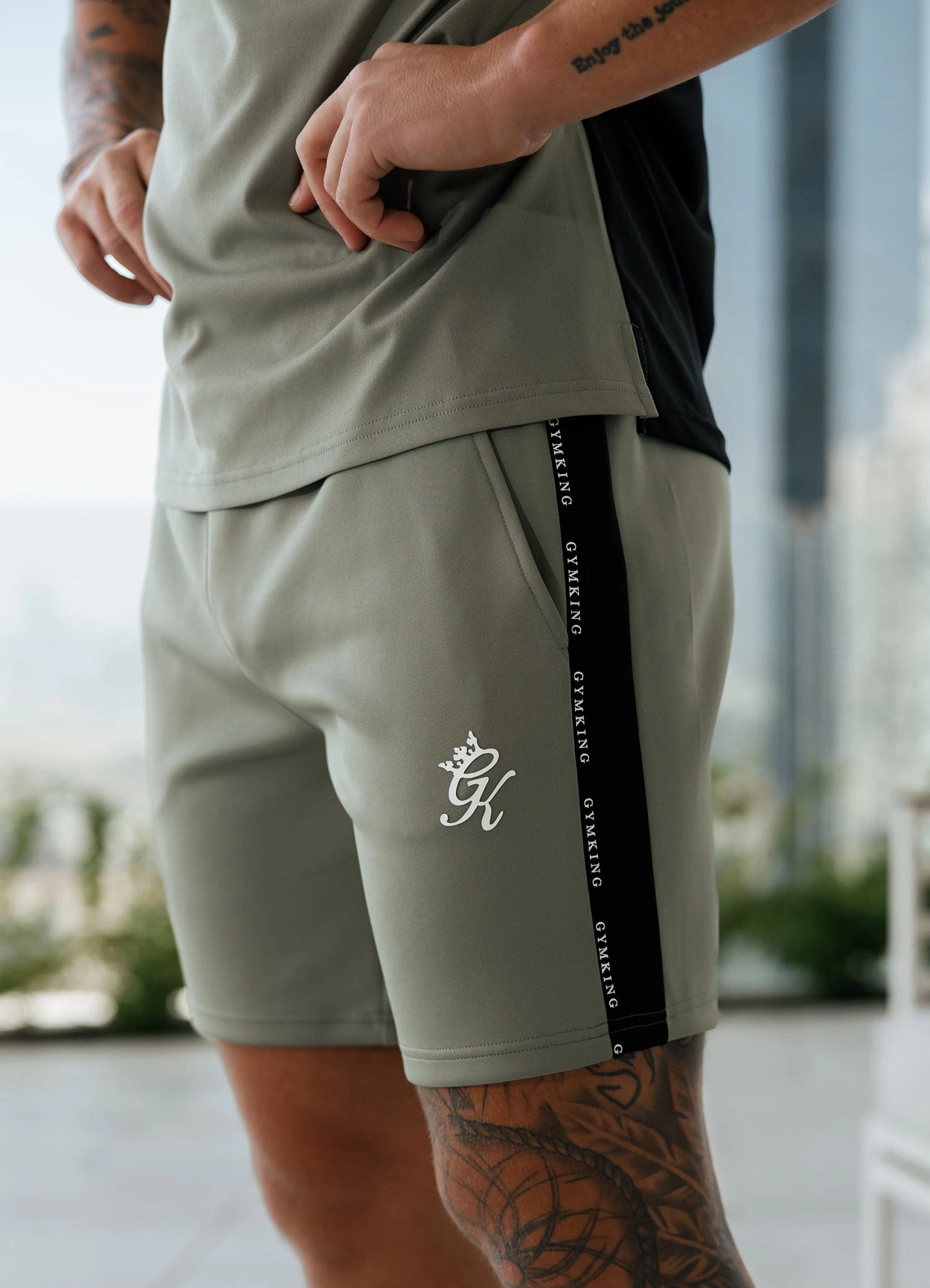 Gym King Taped Core Plus Short - Soft Khaki 3 Gym King Taped Core Plus Short - Soft Khaki