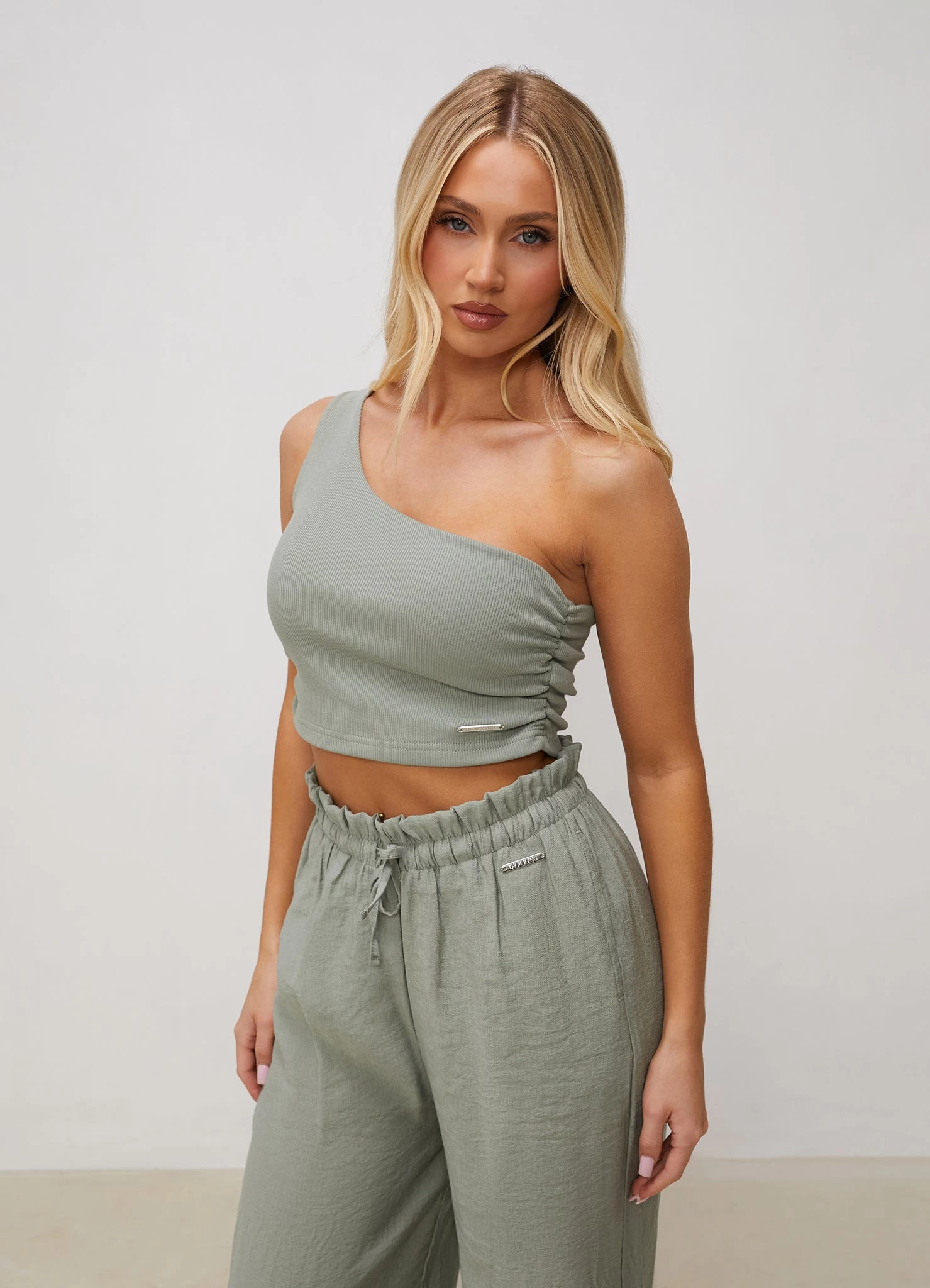Gym King Asymmetric Crop - Dusky Sage 3 Gym King Asymmetric Crop - Dusky Sage