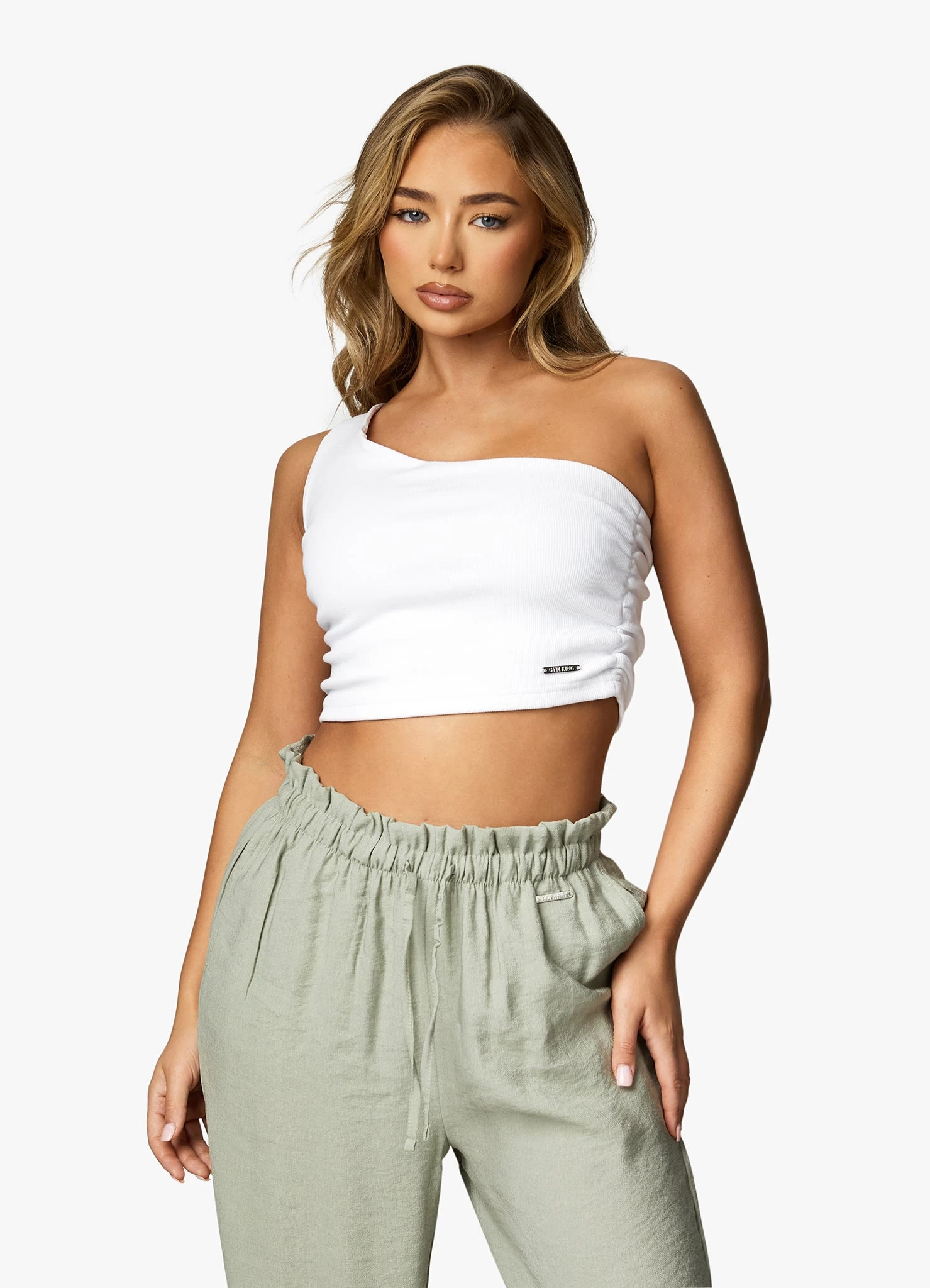 Gym King Asymmetric Crop - White 12 Gym King Asymmetric Crop - White - Image 10