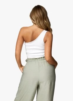 Gym King Asymmetric Crop - White 25 Gym King Asymmetric Crop - White -Fit Wear Shop ASYMMETRICCROP TROUSERS WHITEDUSKYSAGEWST A2ARIWTB A2ANJ 290