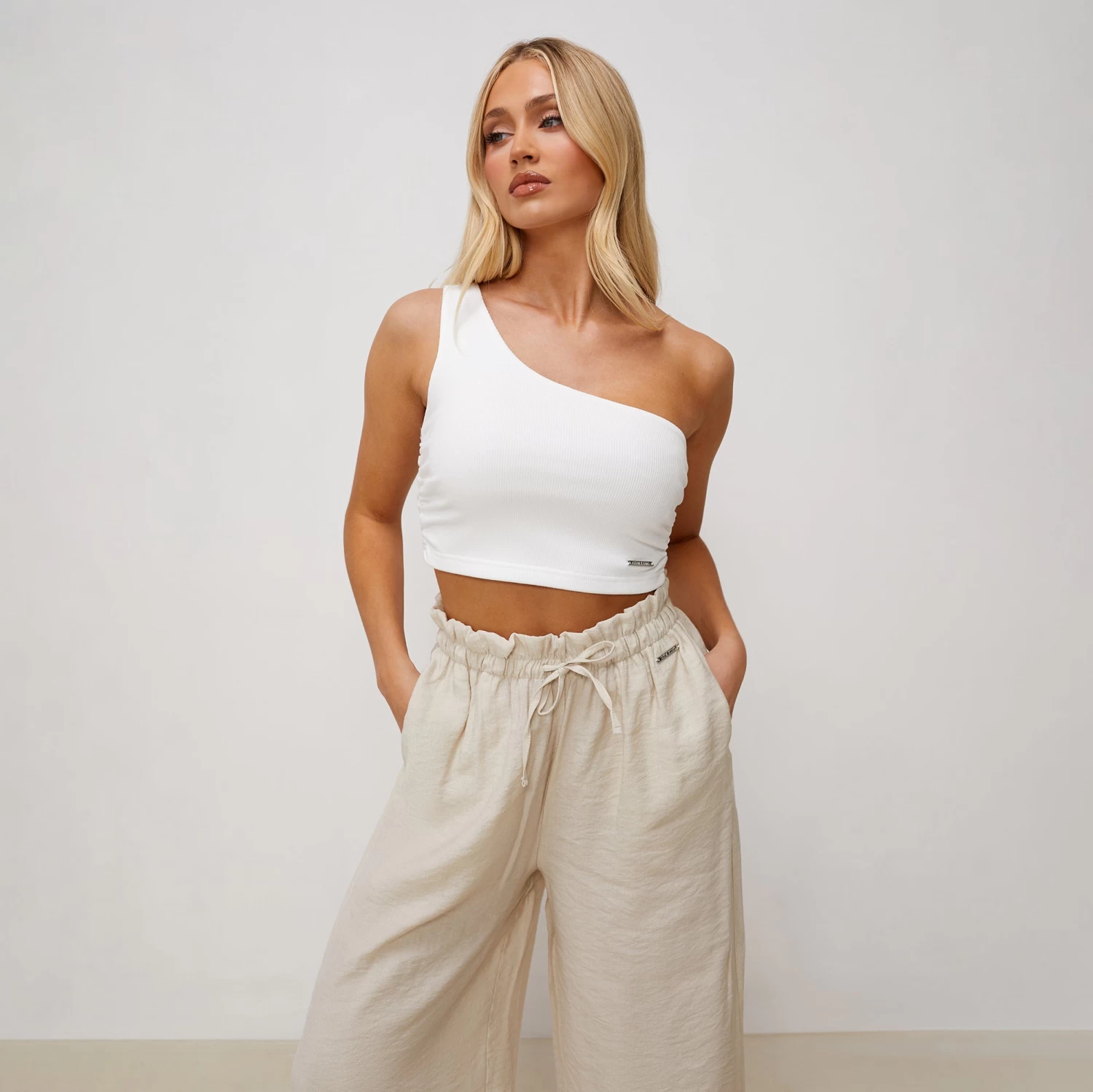Gym King Asymmetric Crop - White 4 Gym King Asymmetric Crop - White - Image 2