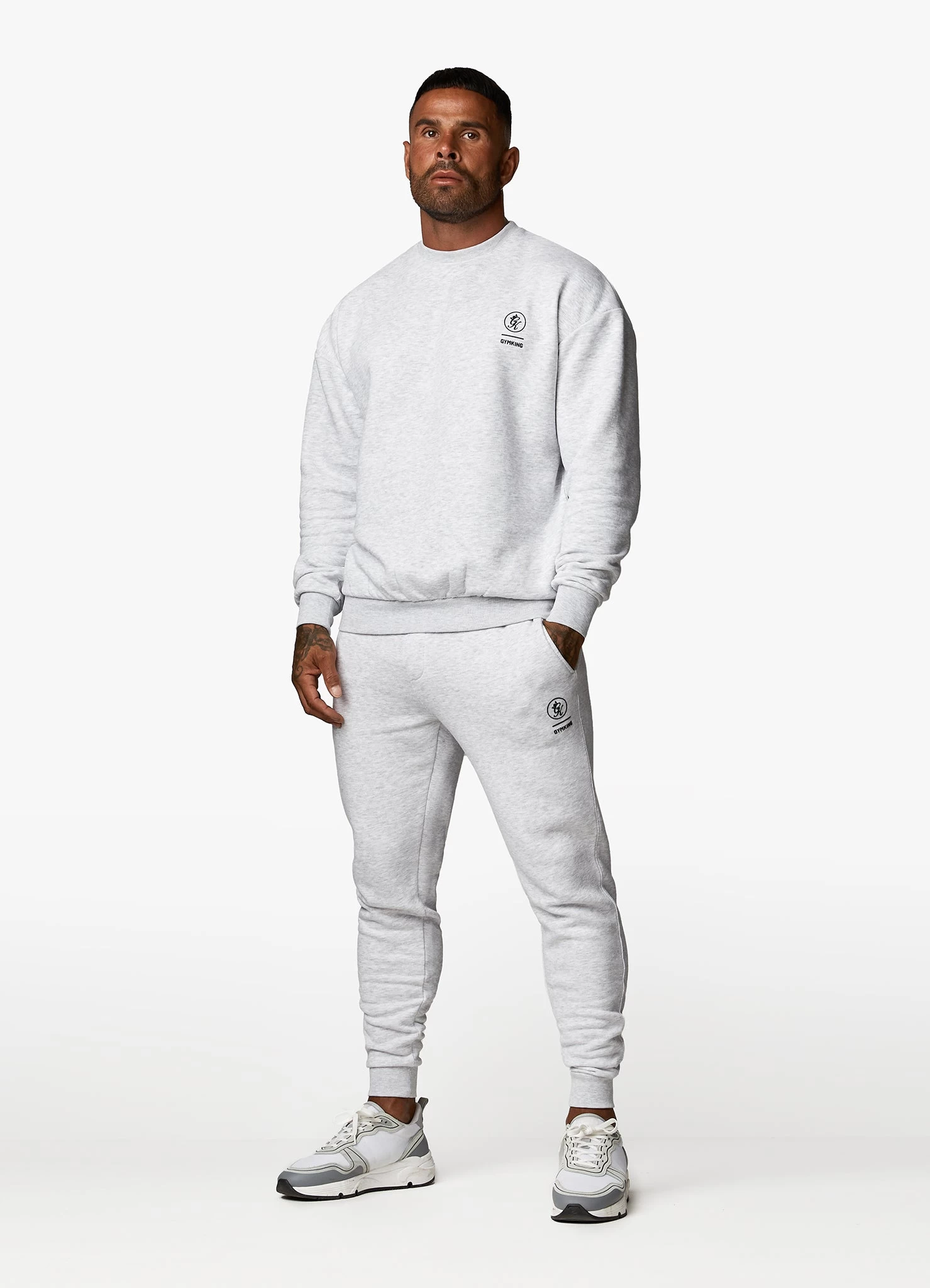 Gym King Aventus Drop Shoulder Crew - Snow Marl 14 Gym King Aventus Drop Shoulder Crew - Snow Marl - Image 12