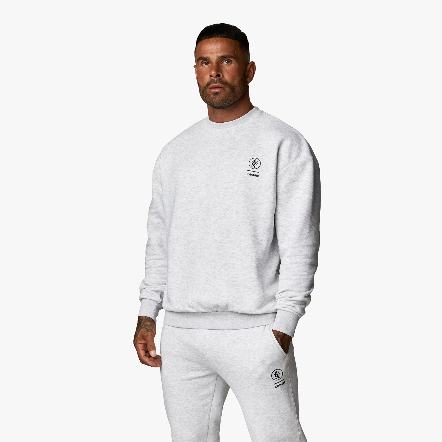 Gym King Aventus Drop Shoulder Crew - Snow Marl 4 Gym King Aventus Drop Shoulder Crew - Snow Marl - Image 2