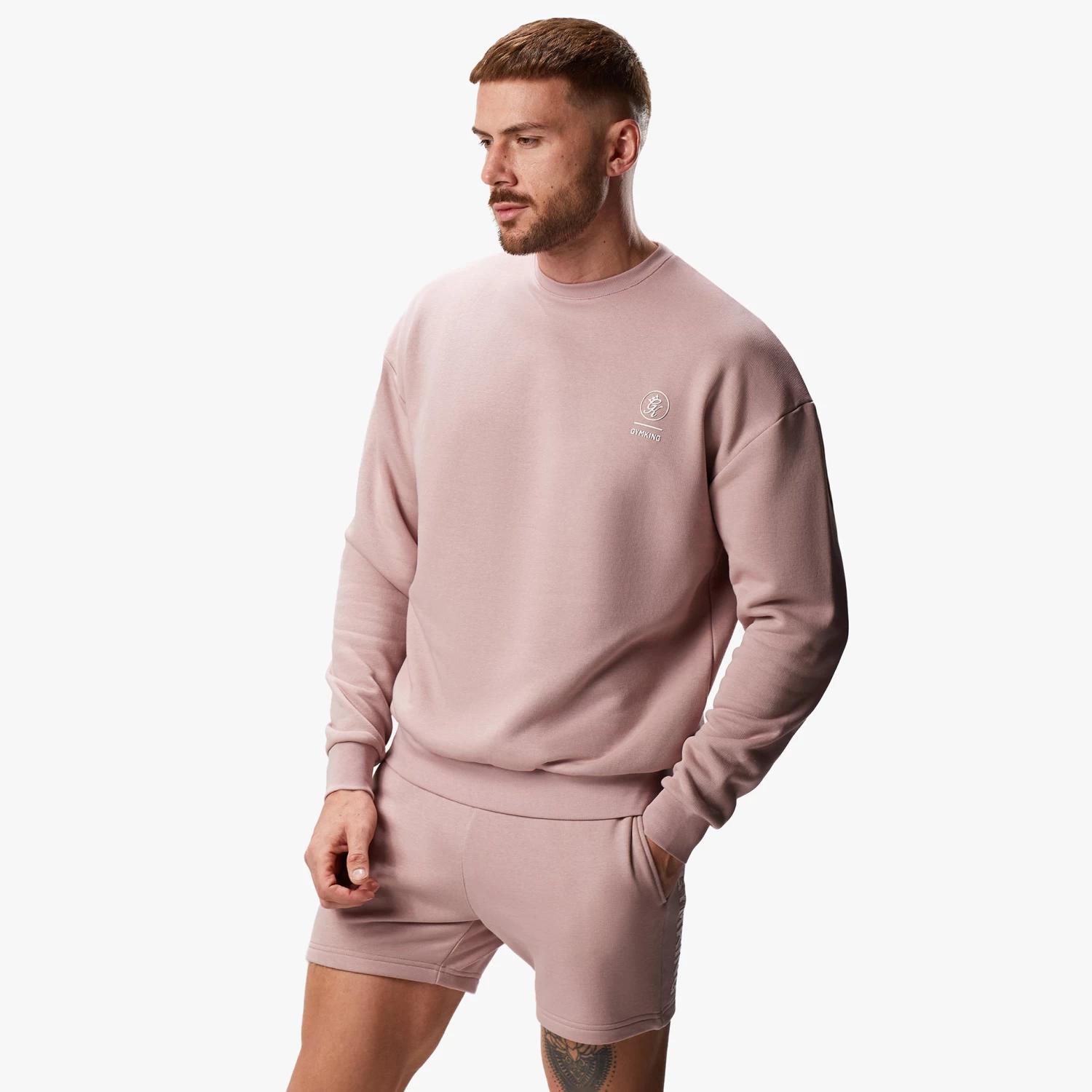 Gym King Aventus Drop Shoulder Crew - Dusky Pink 4 Gym King Aventus Drop Shoulder Crew - Dusky Pink - Image 2