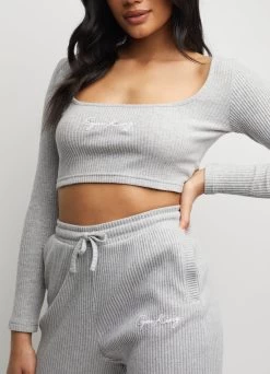 Gym King Balance Ls Crop Tee - Light Grey Marl -Fit Wear Shop BALANCELSCROP JOGGER GREYMARL WLT B235Q WTB B2419 90