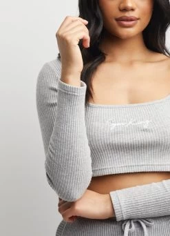 Gym King Balance Ls Crop Tee - Light Grey Marl -Fit Wear Shop BALANCELSCROP JOGGER GREYMARL WLT B235Q WTB B2419 94