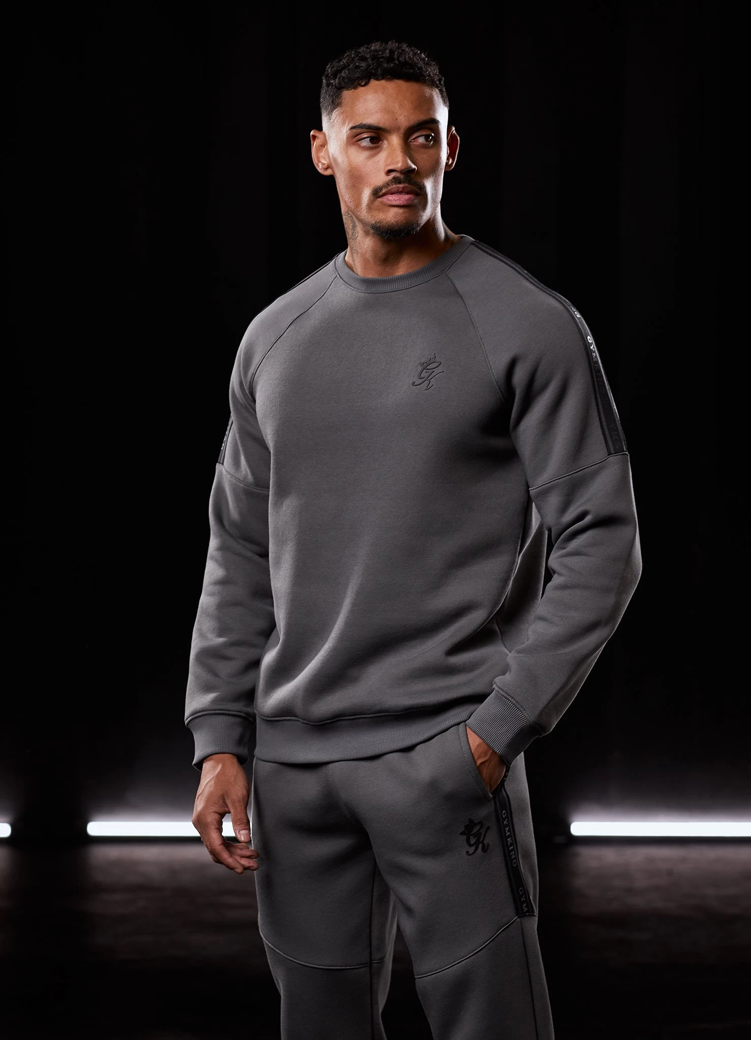 Gym King Premium Taped Crew - Grey 7 Gym King Premium Taped Crew - Grey - Image 5