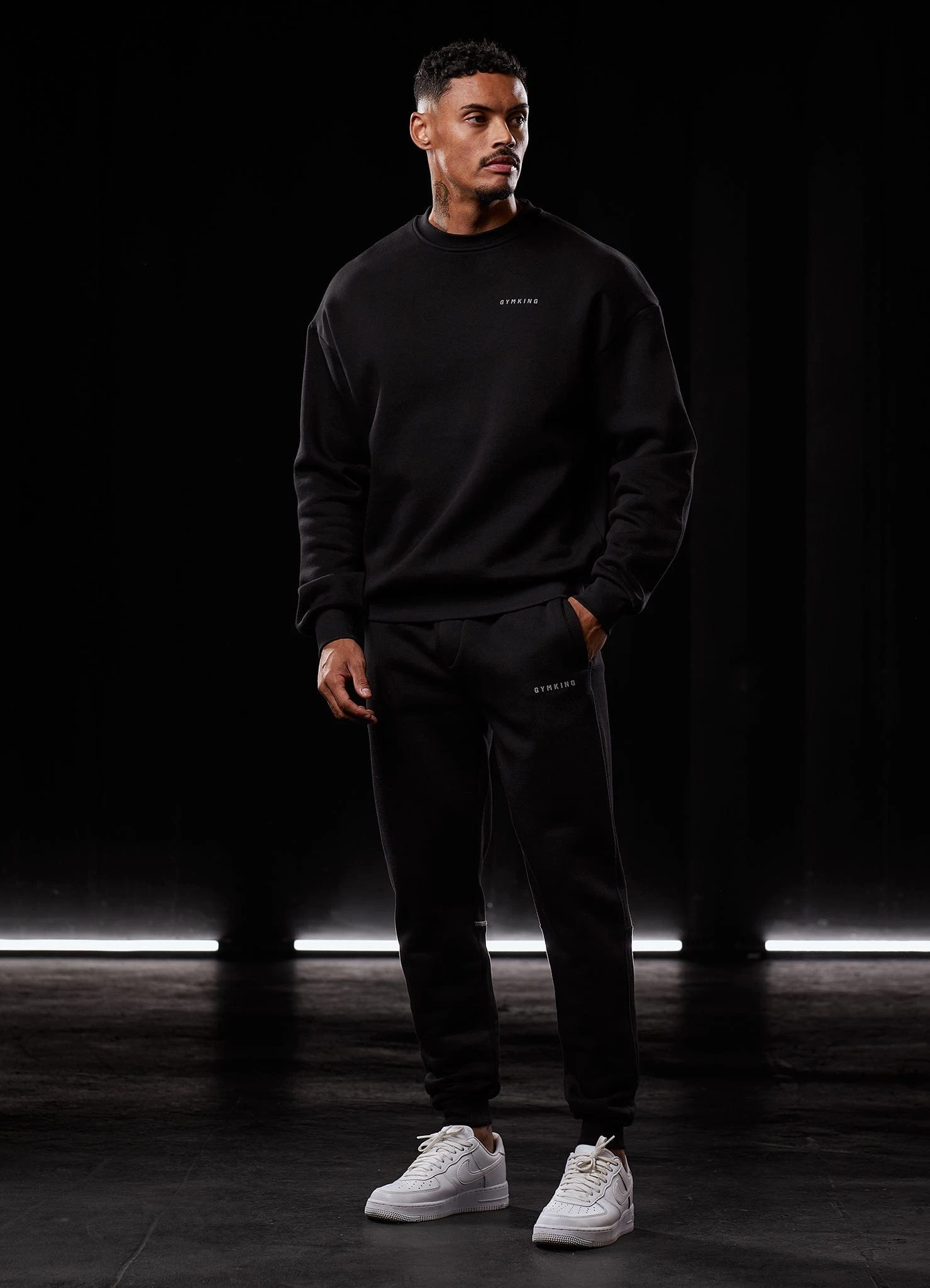 Gym King Outline Print Crew Tracksuit - Black 17 Gym King Outline Print Crew Tracksuit - Black - Image 15