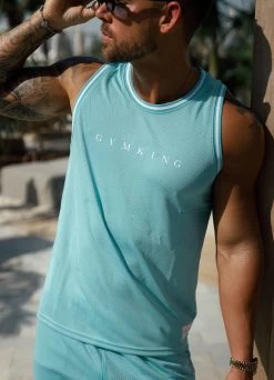 Gym King Brooklyn Mesh Vest - Aqua Blue -Fit Wear Shop BM1