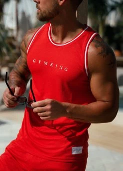 Gym King Brooklyn Mesh Vest - Chilli Red -Fit Wear Shop BM6