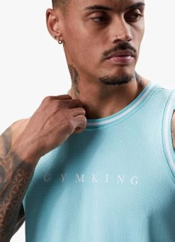 Gym King Brooklyn Mesh Vest - Aqua Blue -Fit Wear Shop BROOKLYNMESHVEST SHORT BLUEVST A2COMSHR A2COO255