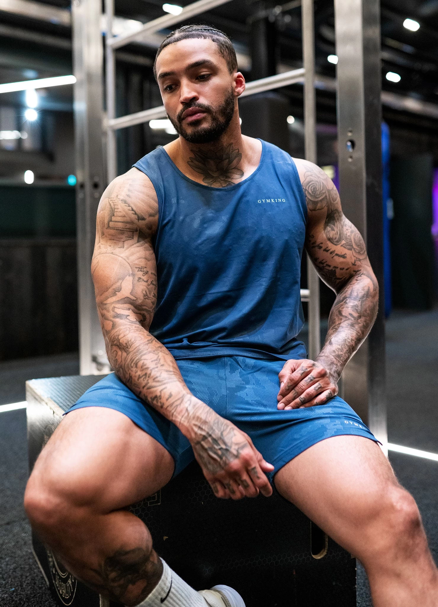 Gym King Debossed Camo Vest - Moonlight Blue 3 Gym King Debossed Camo Vest - Moonlight Blue