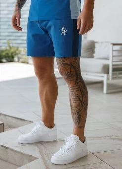 Gym King Contrast Panel Fleece Short - Riviera Blue/Sky Blue -Fit Wear Shop CONTRASTBLUE