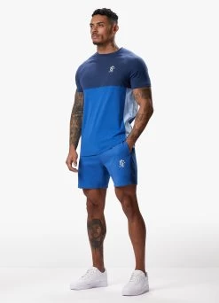 Gym King Contrast Panel Fleece Short - Riviera Blue/Sky Blue -Fit Wear Shop CONTRASTPANELJERSEYTEE SHORT INDIGORIVIERASKYBLUESST A2CJ0SHR A2CJ7 130