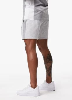 Gym King Contrast Panel Fleece Short - Snow Marl/Light Grey/White -Fit Wear Shop CONTRASTPANELJERSEYTEE SHORT SNOWMARLLGWHITESST A2CIXSHR A2CJ5 147