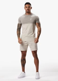Gym King Contrast Panel Jersey Tee - Light Stone/Taupe/White -Fit Wear Shop CONTRASTPANELJERSEYTEE SHORT TAUPELIGHTSTONEWHITESST A2CJ2SHR A2CJ8 154