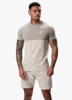Gym King Contrast Panel Jersey Tee - Light Stone/Taupe/White -Fit Wear Shop CONTRASTPANELJERSEYTEE SHORT TAUPELIGHTSTONEWHITESST A2CJ2SHR A2CJ8 155