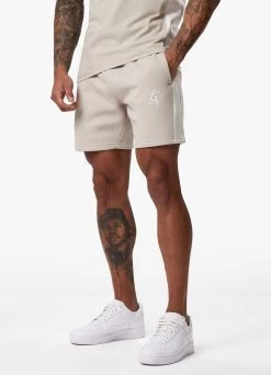 Gym King Contrast Panel Fleece Short - Taupe/Light Stone/White -Fit Wear Shop CONTRASTPANELJERSEYTEE SHORT TAUPELIGHTSTONEWHITESST A2CJ2SHR A2CJ8 157