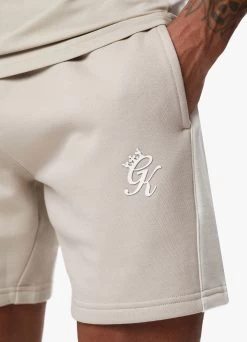 Gym King Contrast Panel Fleece Short - Taupe/Light Stone/White -Fit Wear Shop CONTRASTPANELJERSEYTEE SHORT TAUPELIGHTSTONEWHITESST A2CJ2SHR A2CJ8 162