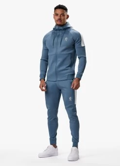 Gym King Core Plus Poly FZ Hood - Smoke Blue -Fit Wear Shop COREPLUSPOLYFZHOOD JOGGER STONEBLUETST A2CJETSB A2CJL 356