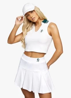 Gym King Court Luxe Tank - White 17 Gym King Court Luxe Tank - White -Fit Wear Shop COURTLUXECREW SKIRT WHITEBOTTLEGREEN 32