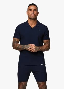Gym King Signature Texture Polo - Navy -Fit Wear Shop Capture 120