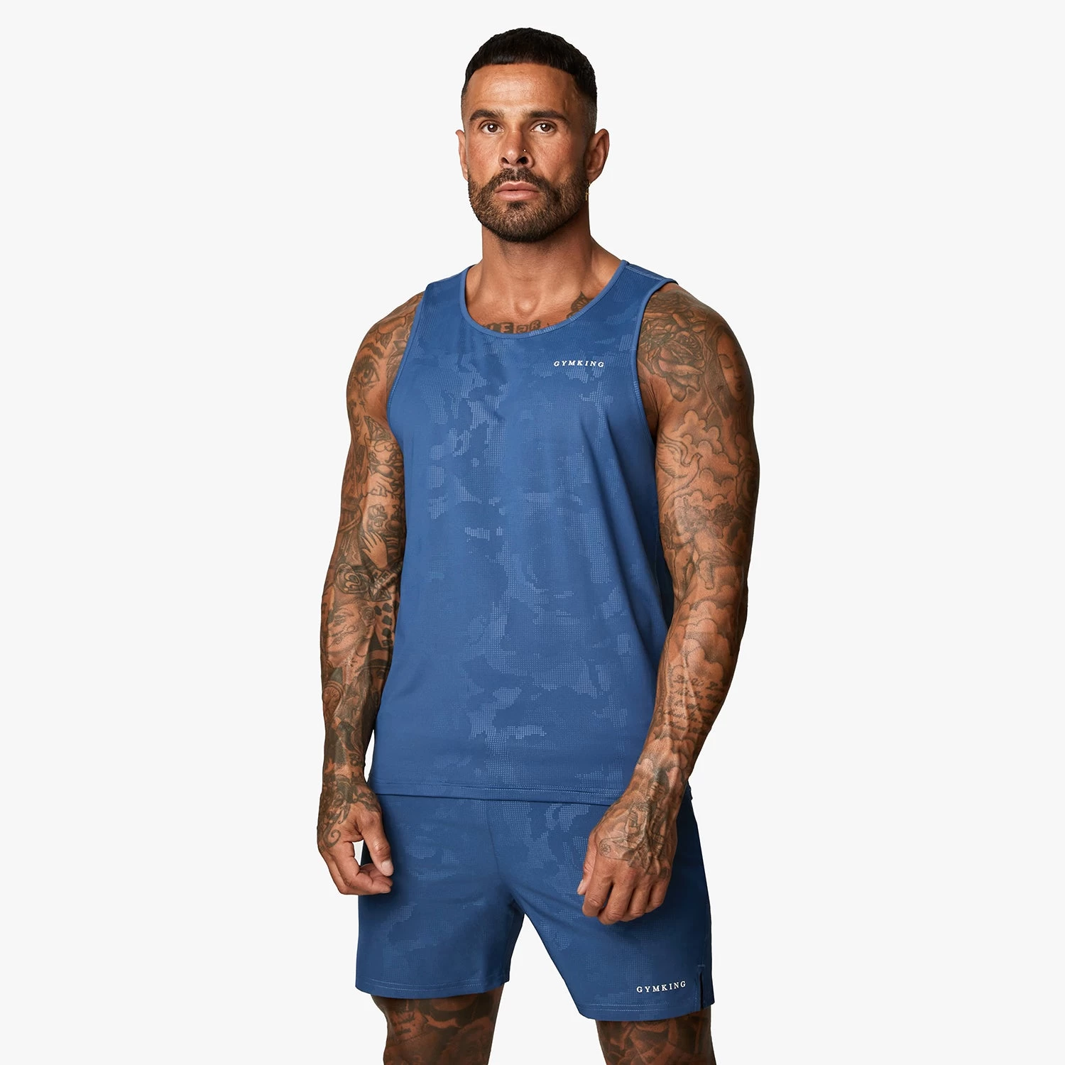 Gym King Debossed Camo Vest - Moonlight Blue 4 Gym King Debossed Camo Vest - Moonlight Blue - Image 2