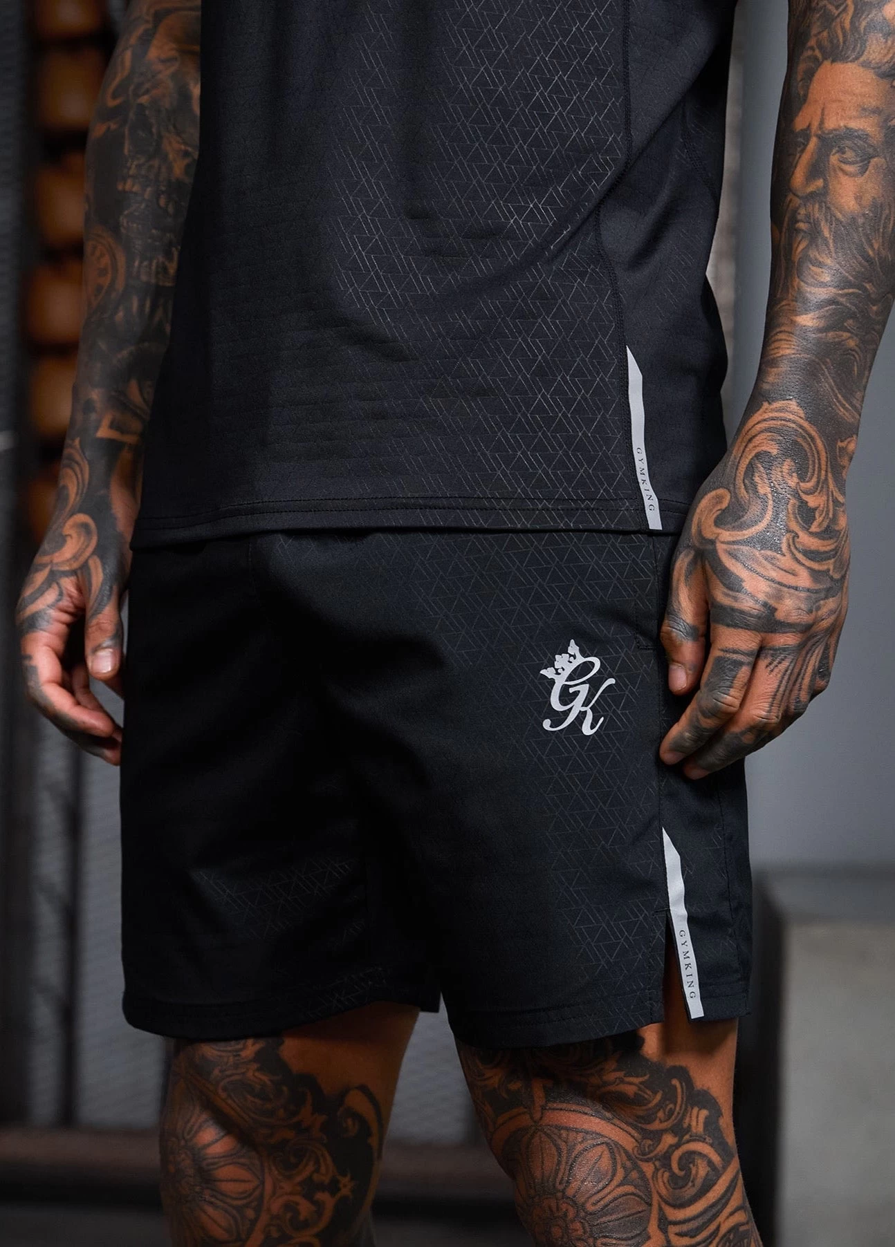 Gym King Debossed Energy Short - 6" - Black AOP 3 Gym King Debossed Energy Short - 6" - Black AOP