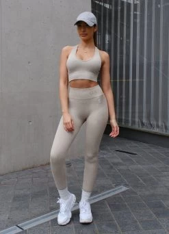 Gym King Formation Racer Rib Bra - Oatmeal Marl -Fit Wear Shop DSCF4616