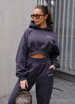 Gym King Refresh Crop Hood - Dark Pewter -Fit Wear Shop DSCF5423 2