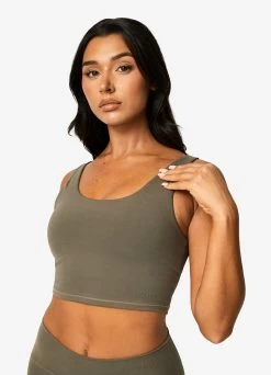 Gym King Peach Luxe Tank - Olive Luxe -Fit Wear Shop ECOMFRANCESCA PEACHLUXEBRA LEGGING OLIVEWBT A2BLA 100