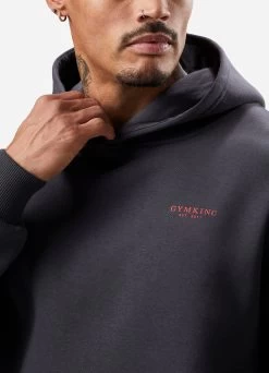 Gym King Established Hood - Dark Pewter/Red -Fit Wear Shop ESTABLISHEDHOOD DARKPEWTERREDHDE B2D24 162