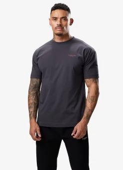 Gym King Established Tee - Dark Pewter/Red -Fit Wear Shop ESTABLISHEDTEE DARKPEWTERREDSST B2D26 151