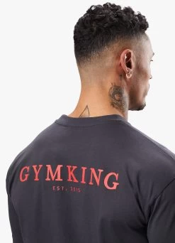 Gym King Established Tee - Dark Pewter/Red -Fit Wear Shop ESTABLISHEDTEE DARKPEWTERREDSST B2D26 153