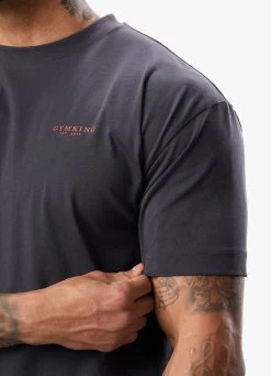 Gym King Established Tee - Dark Pewter/Red -Fit Wear Shop ESTABLISHEDTEE DARKPEWTERREDSST B2D26 155