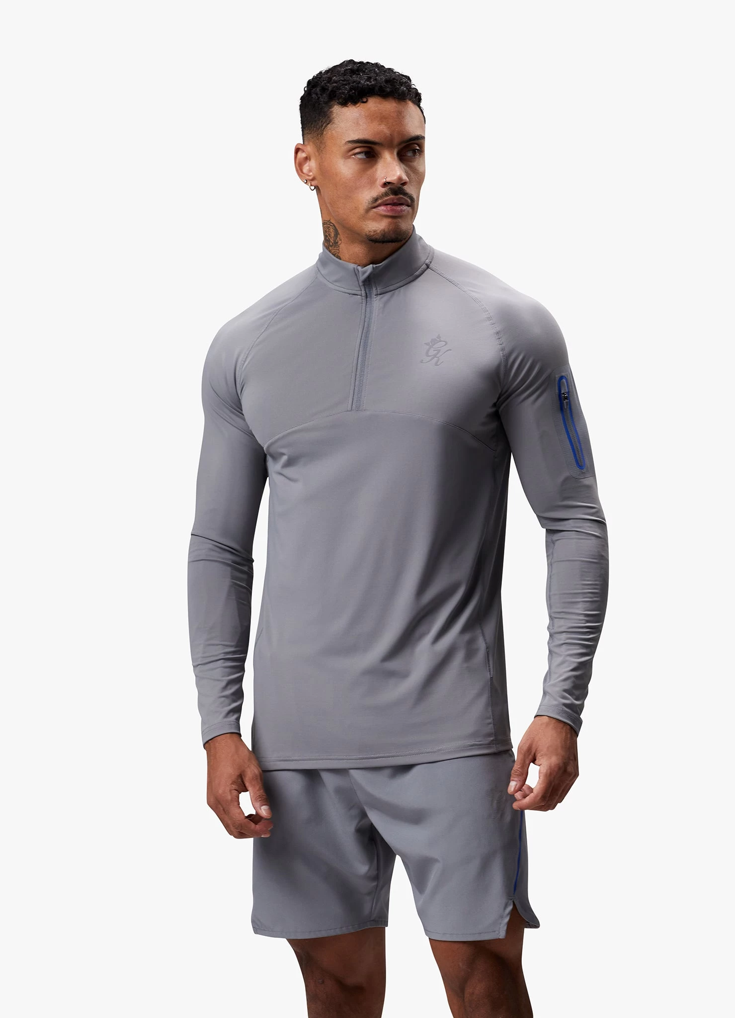 Gym King Flex 1/4 Zip Funnel - Titanium Grey/Royal Blue 3 Gym King Flex 1/4 Zip Funnel - Titanium Grey/Royal Blue