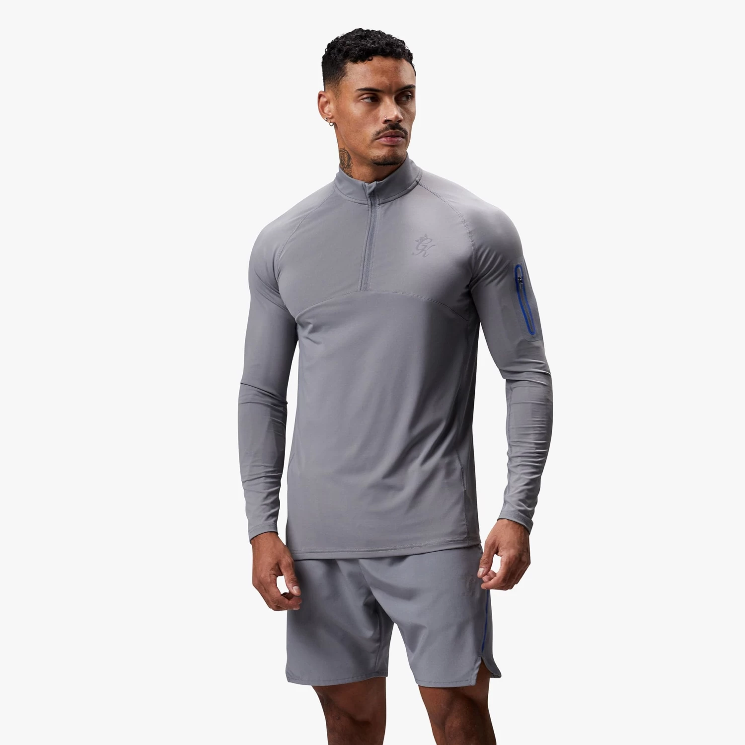Gym King Flex 1/4 Zip Funnel - Titanium Grey/Royal Blue 4 Gym King Flex 1/4 Zip Funnel - Titanium Grey/Royal Blue - Image 2