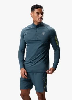 Gym King Flex 1/4 Zip Funnel - Twilight Blue/Lime