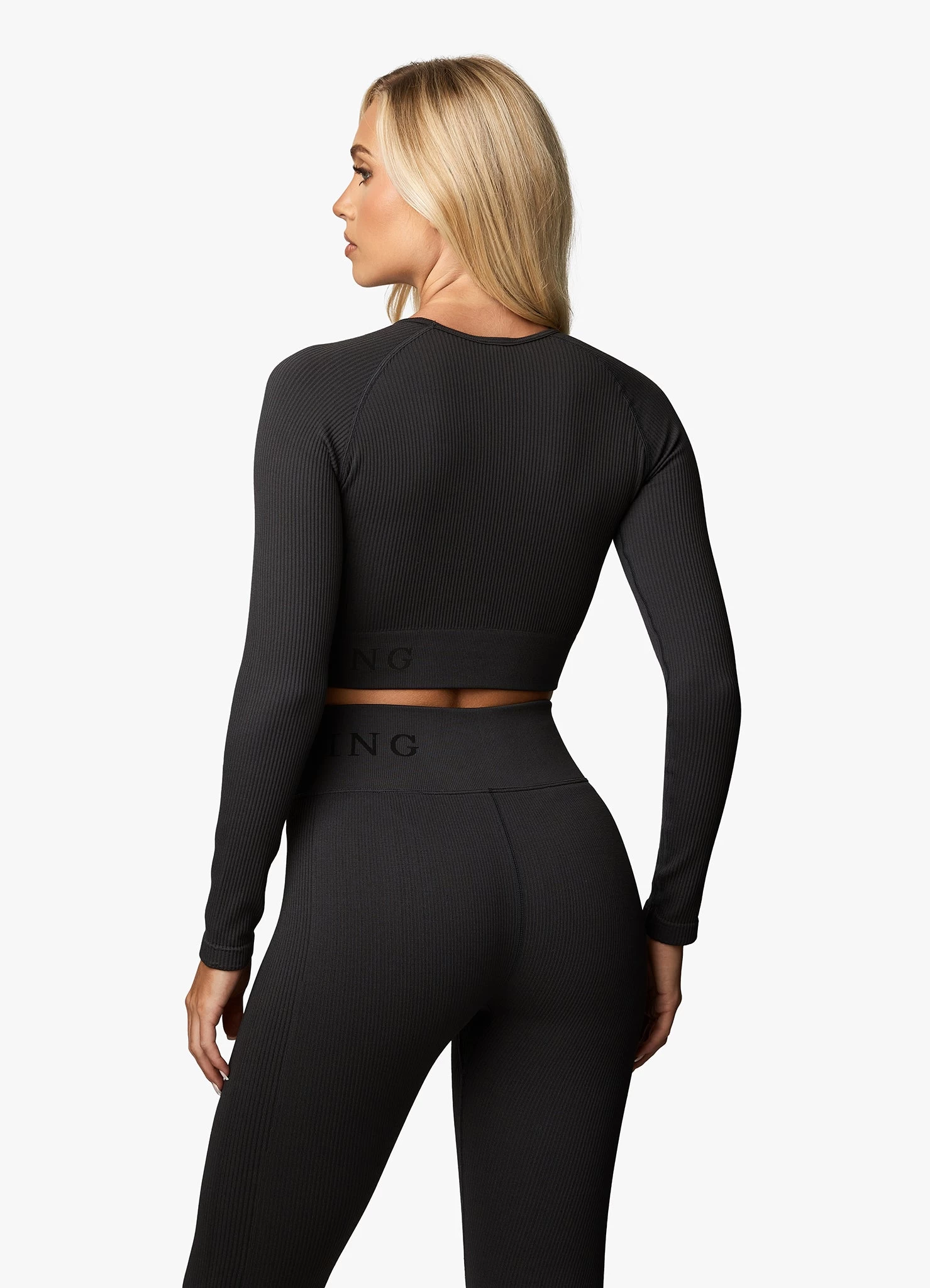 Gym King Formation Rib LS Crop - Dark Pewter 5 Gym King Formation Rib LS Crop - Dark Pewter - Image 3