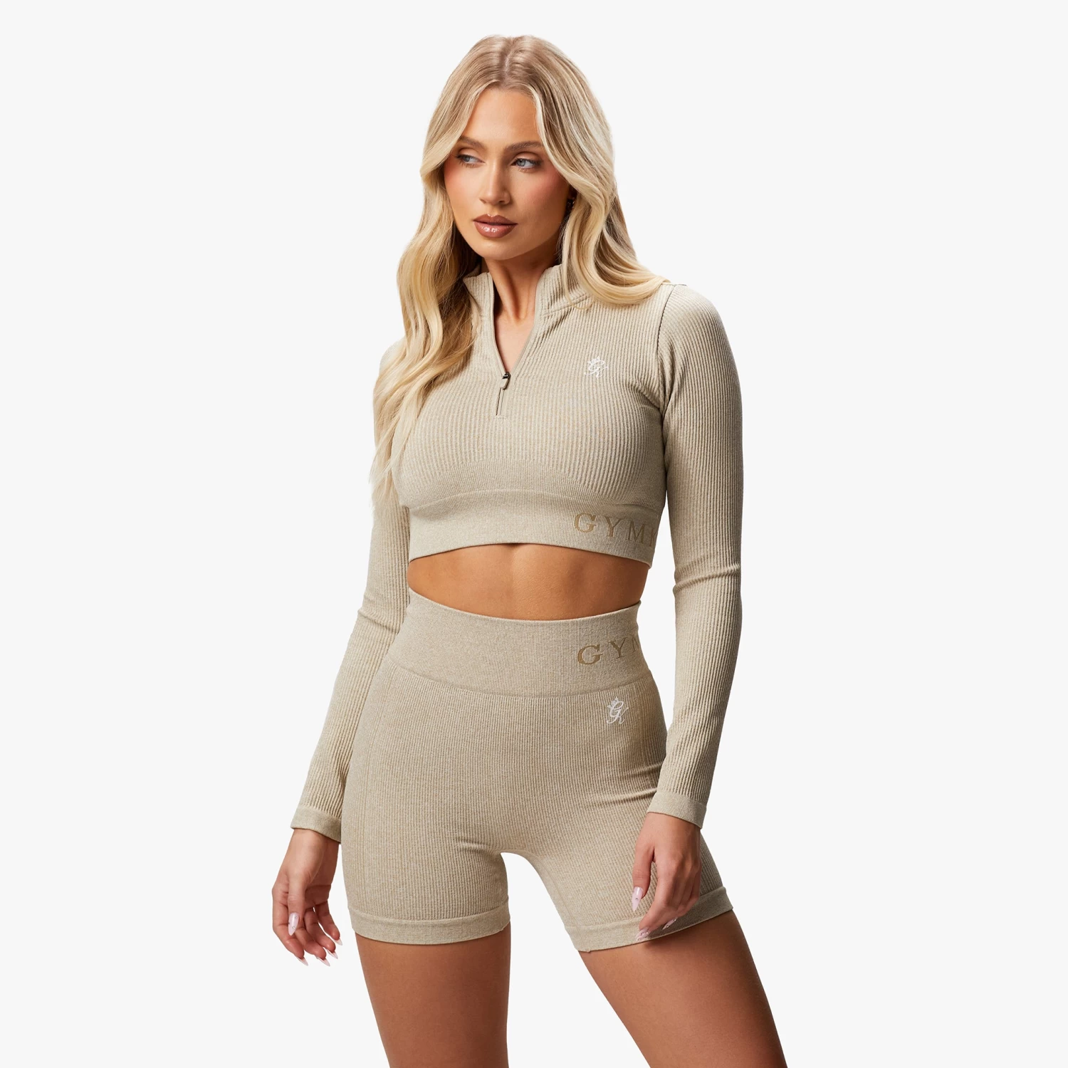 Gym King Formation Rib 1/4 Zip - Oatmeal Marl 4 Gym King Formation Rib 1/4 Zip - Oatmeal Marl - Image 2