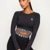 Gym King Seamless Results Long Sleeve Crop Tee - Black -Fit Wear Shop MING191221023 101